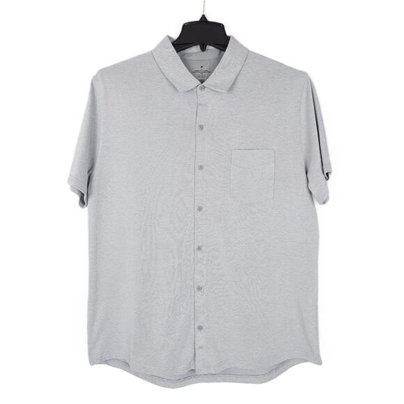 Fabletics Men's The Dash 4-Way Stretch Short Sleeve Button Up Shirt Grey XL - Picture 1 of 6